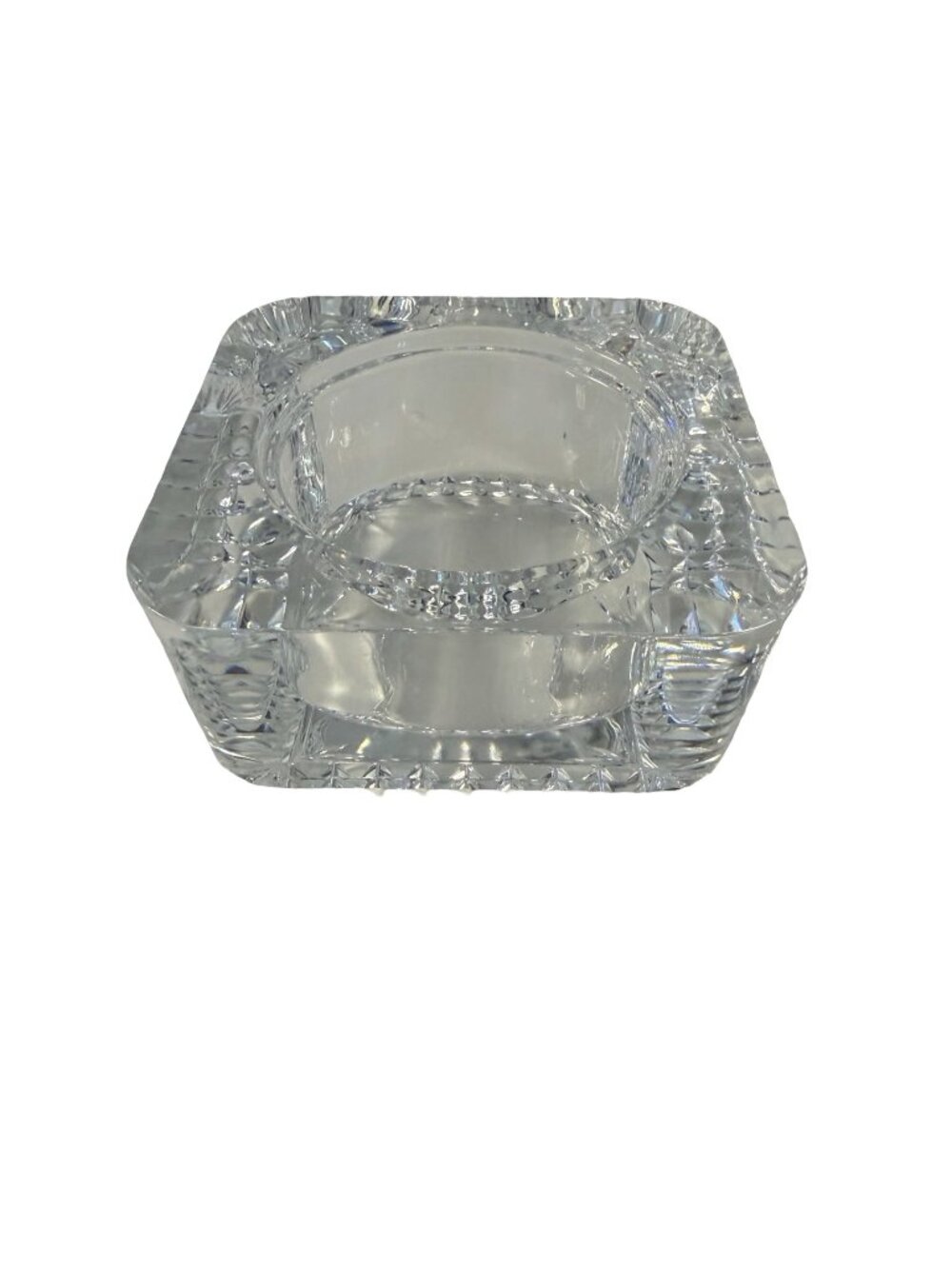 Vintage French Crystal Glass Ashtray Square Cut Glass Catchall Trinket Dish Fran